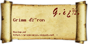Grimm Áron névjegykártya